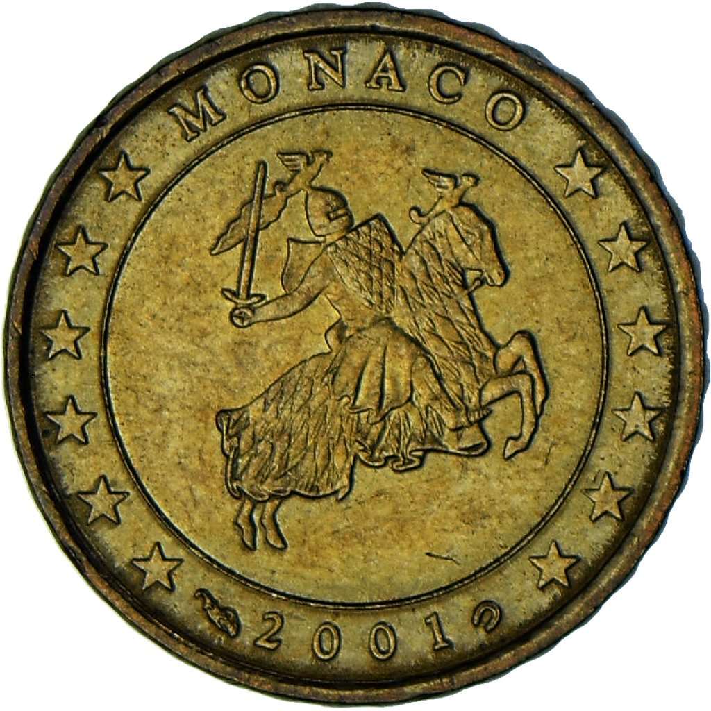 Monaco, Rainier III, 10 Euro Cent, 2001, Paris, , Brass, Gadoury:MC175