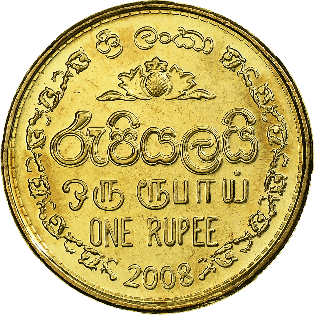 Sri Lanka, Rupee, 2008, Brass plated steel, , KM:136.3