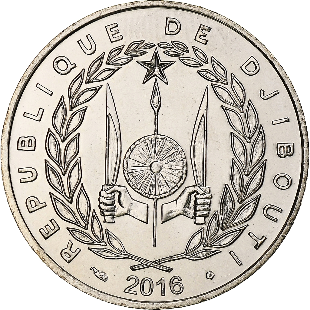Djibouti, 50 Francs, 2016, Copper-nickel, 