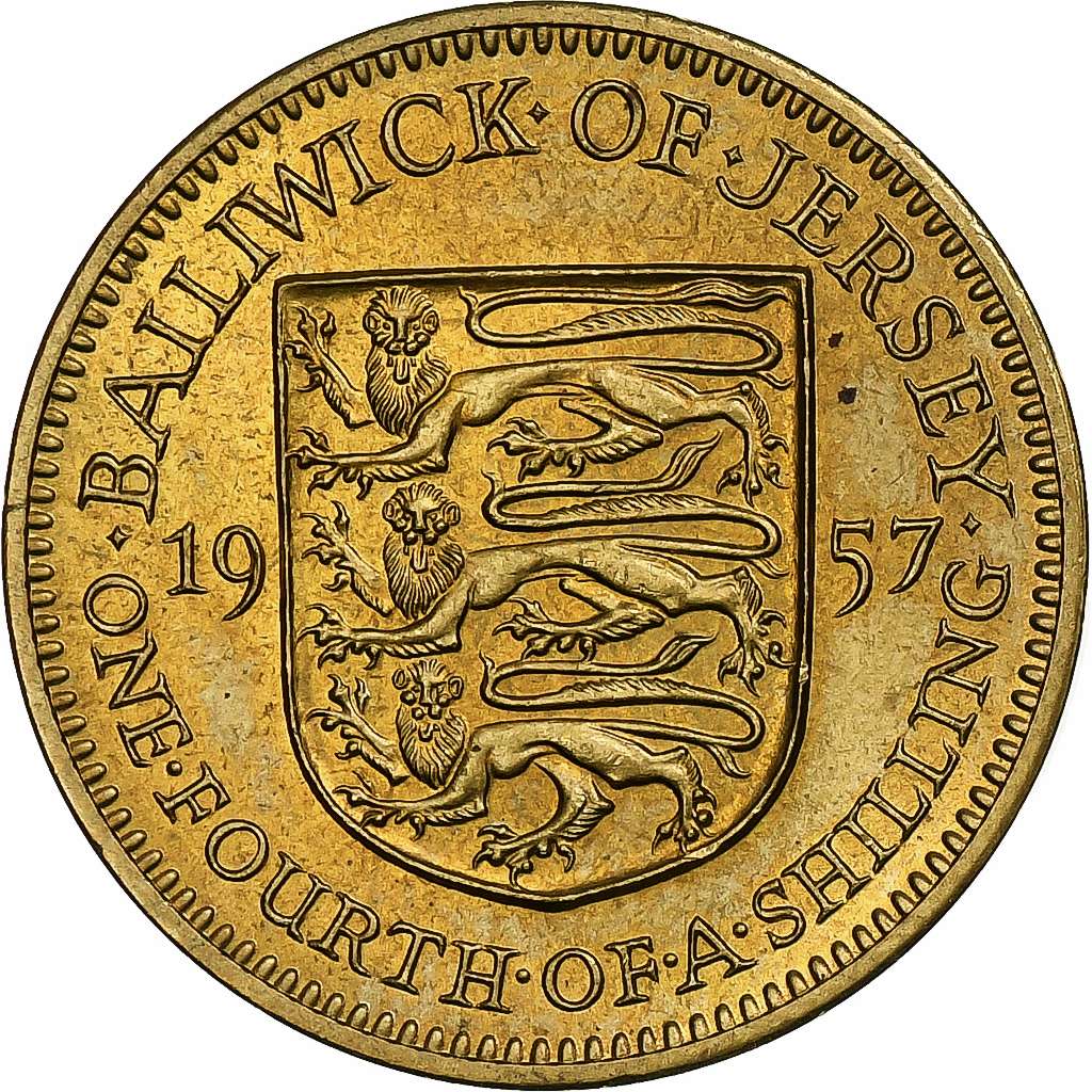 Jersey, Elizabeth II, 1/4 Shilling, 3 Pence, 1957, Nickel-brass, , KM:22