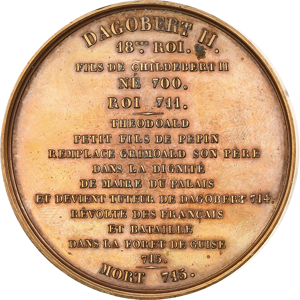 Frankrijk, Medaille, Les Rois de France, Dagobert II (sic) III, 1840, Bronzen