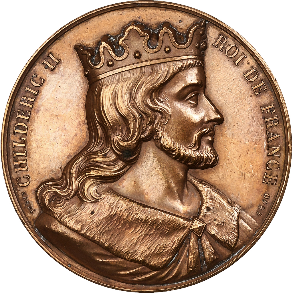 Frankrijk, Medaille, Les Rois de France, Childeric II, 1840, Bronzen, Caqué