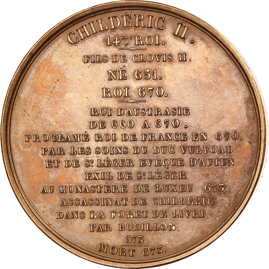 Frankrijk, Medaille, Les Rois de France, Childeric II, 1840, Bronzen, Caqué