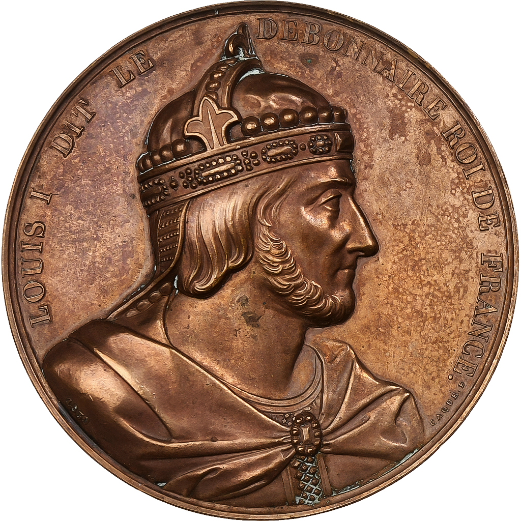 France, Medal, Les Rois de France, Louis I, 1839, Bronze, Caqué, 