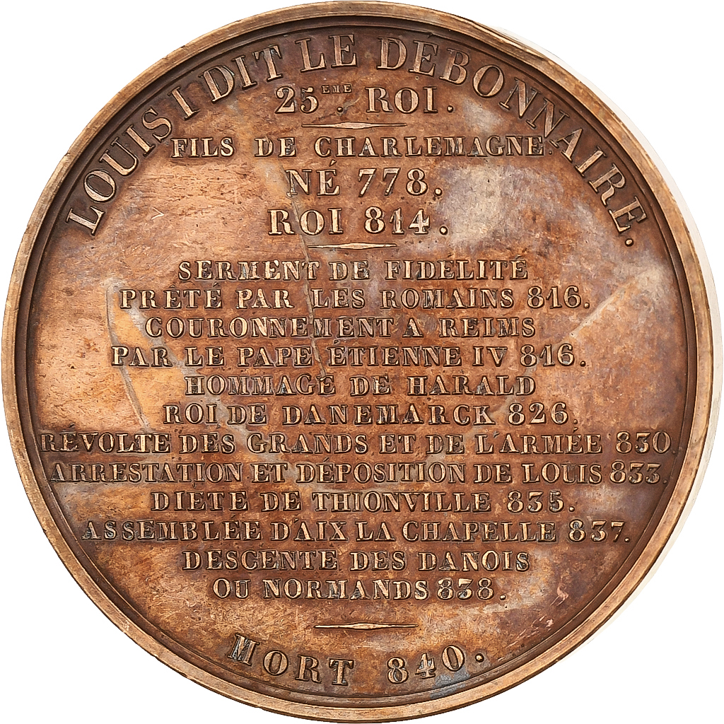 France, Medal, Les Rois de France, Louis I, 1839, Bronze, Caqué, 
