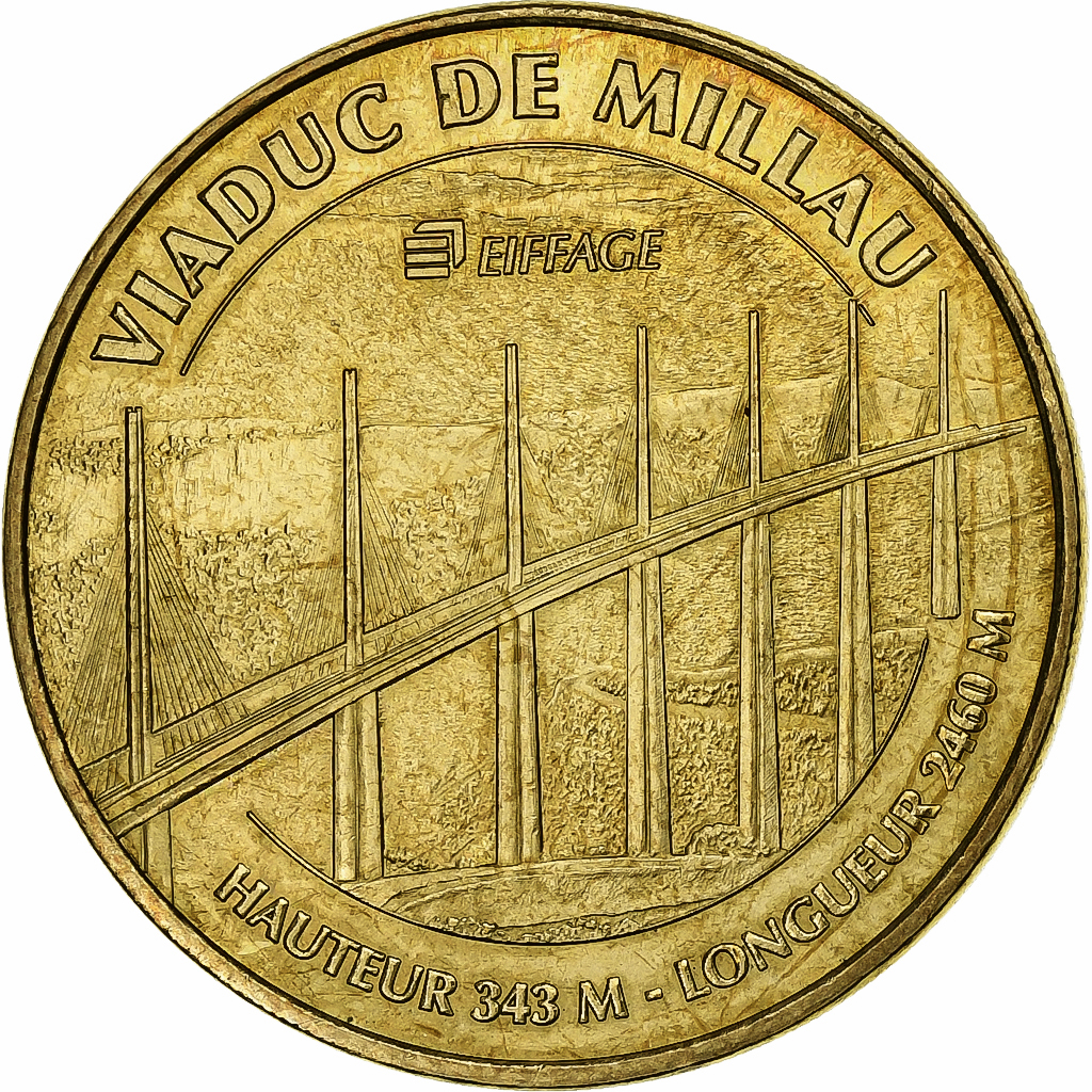 France, Token, 12/ Viaduc de Millau, 2009, Copper-nickel Aluminium, AU(55-58)