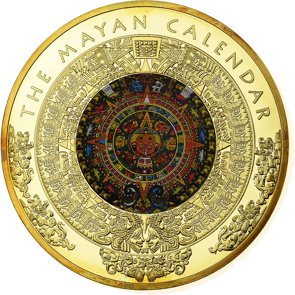 France, Medal, Mayas, The Mayan Calendar, Copper Gilt, 