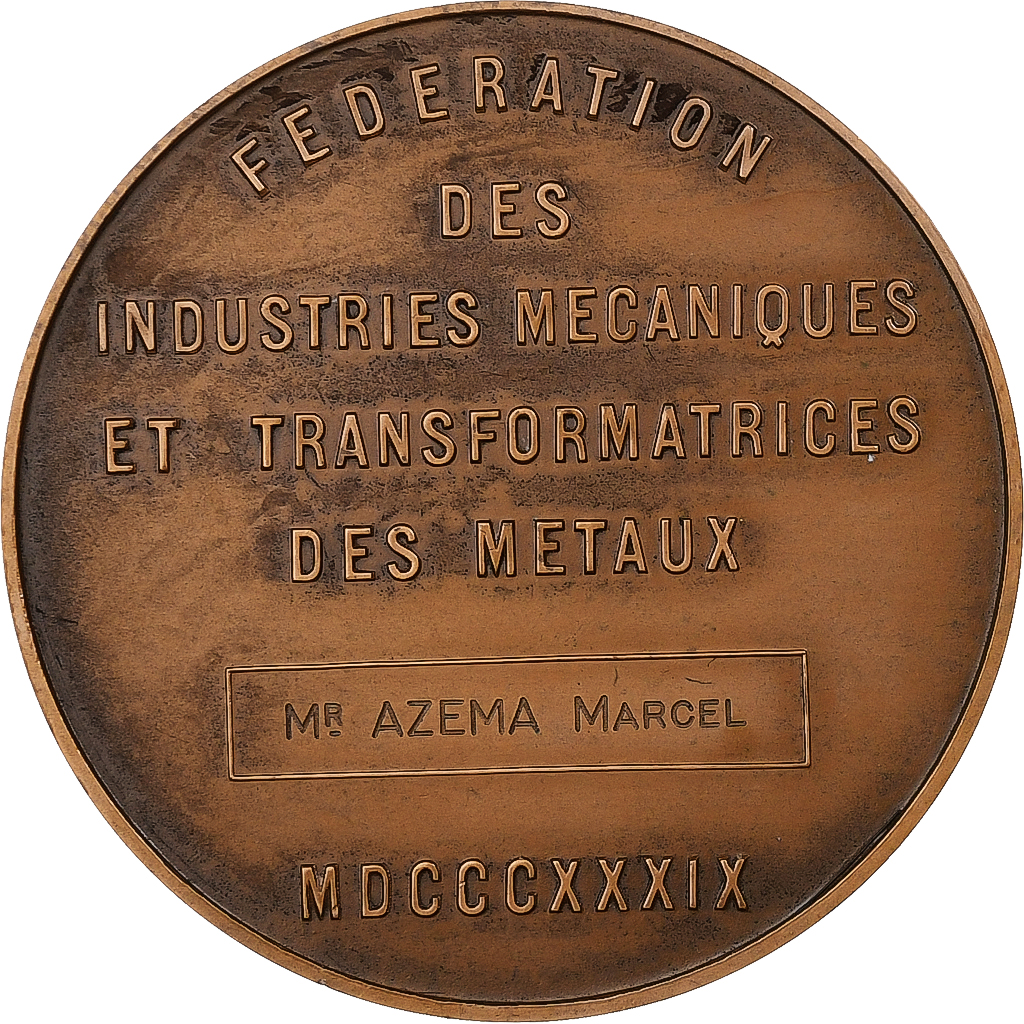 France, Medal, Fédération des Industries Mécaniques, 1967, Bronze, Dupuis.D
