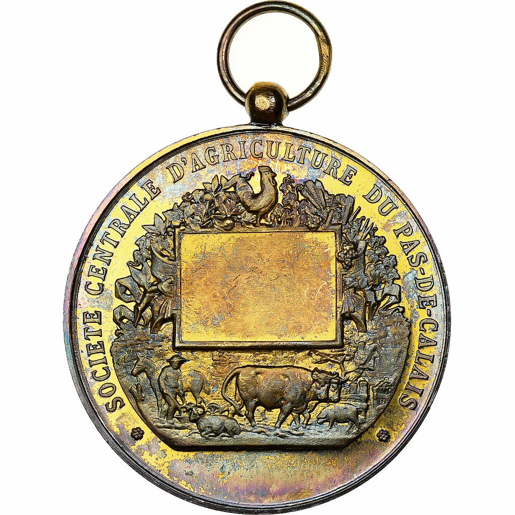 France, Medal, Société Centrale d'Agriculture du Pas-de-Calais, Gold plated