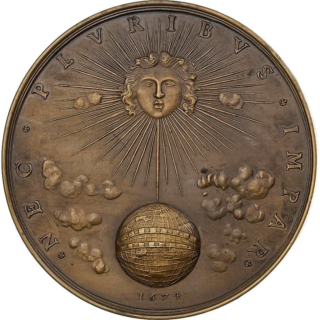 France, Medal, Louis XIV, Nec Pluribus Impar, 1674, Bronze, Varin, Restrike