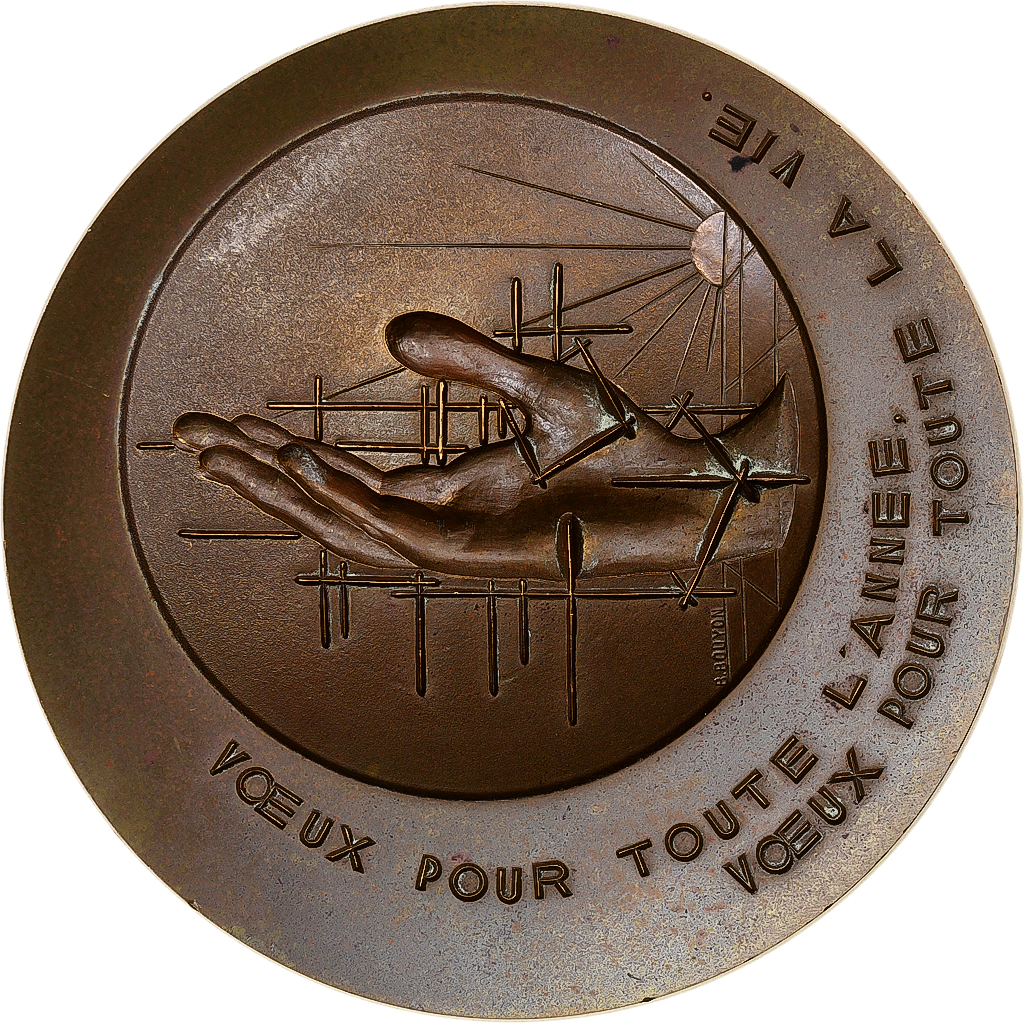 France, Medal, Vœux pour toute l'année, 1975, Bronze, Bouyon, 