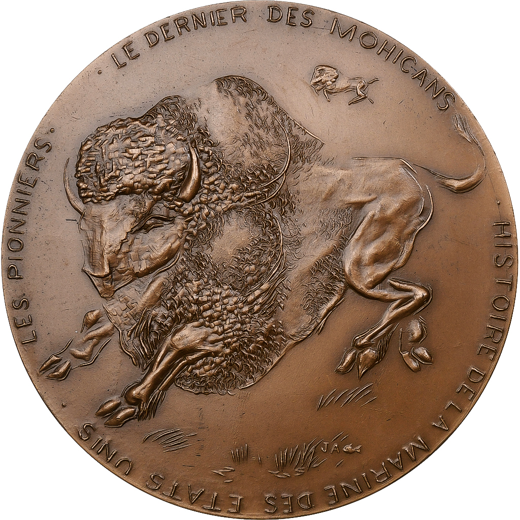 France, Medal, James Fenimore Cooper, 1973, Bronze, 