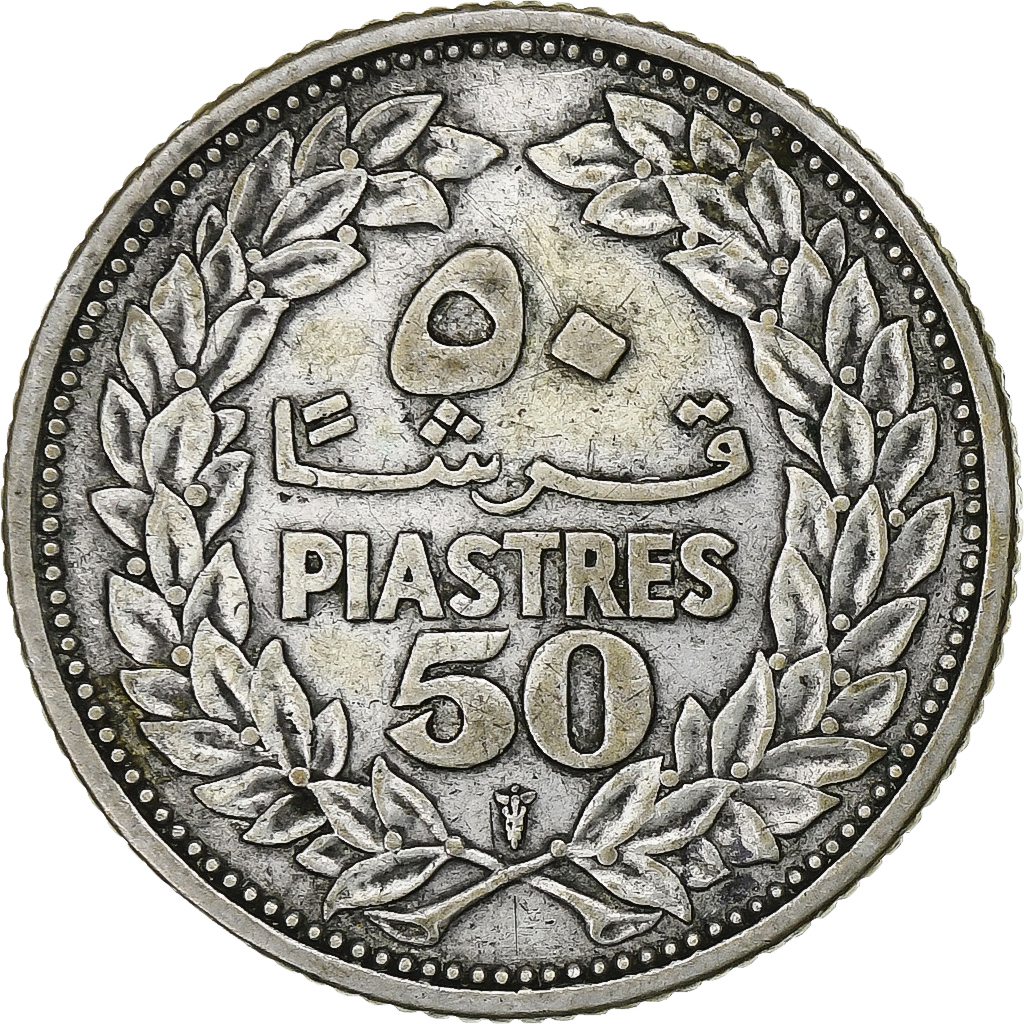 Lebanon, 50 Piastres, 1952, Utrecht, Silver, , KM:17
