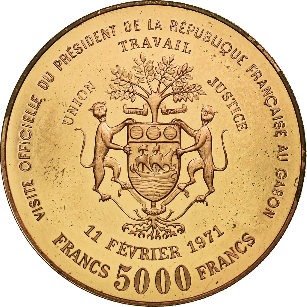 Coin, Gabon, 5000 Francs, 1971, Paris, , Copper-Aluminum-Nickel, KM:E5