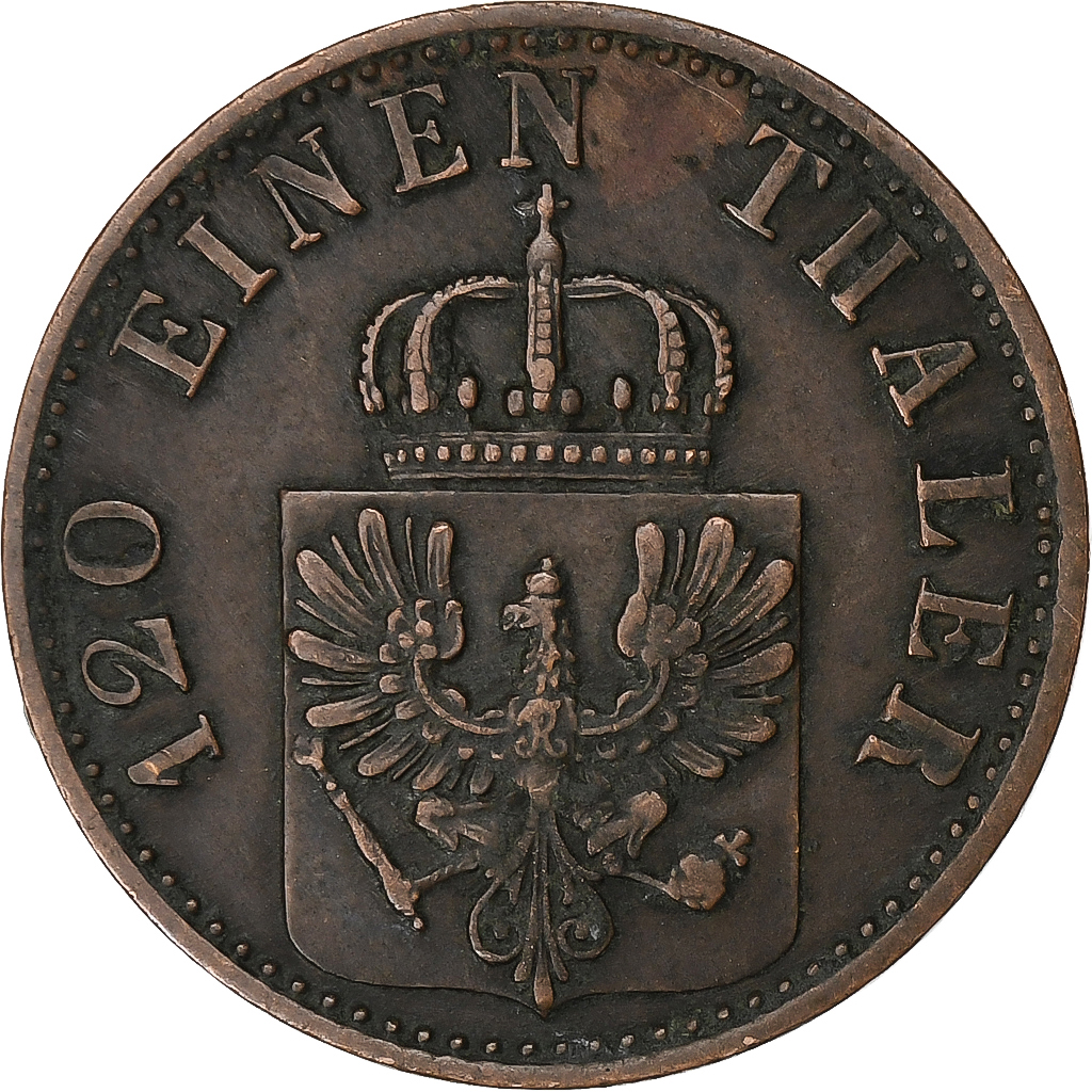 German States, PRUSSIA, Wilhelm I, 3 Pfennig, 1867, Berlin, Copper, EF