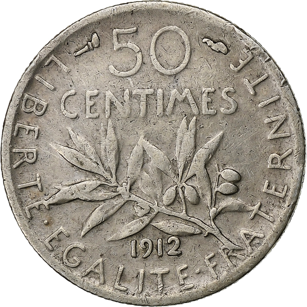 France, 50 Centimes, Semeuse, 1912, Paris, Silver, , Gadoury:420