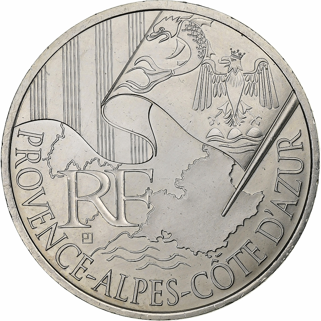 France, 10 Euro, Provence-Alpes-Côte d'Azur, 2010, Paris, Silver, AU