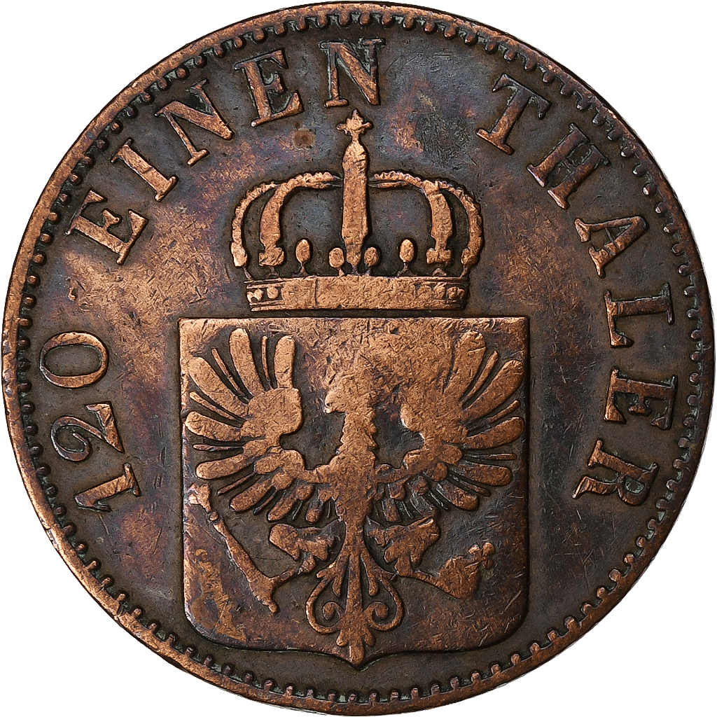 German States, PRUSSIA, Friedrich Wilhelm IV, 3 Pfennig, 1859, Berlin, Copper