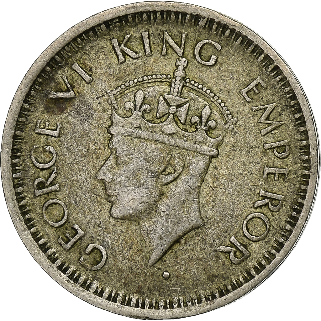 INDIA-BRITISH, George VI, 1/4 Rupee, 1944, Bombay, Silver, , KM:547