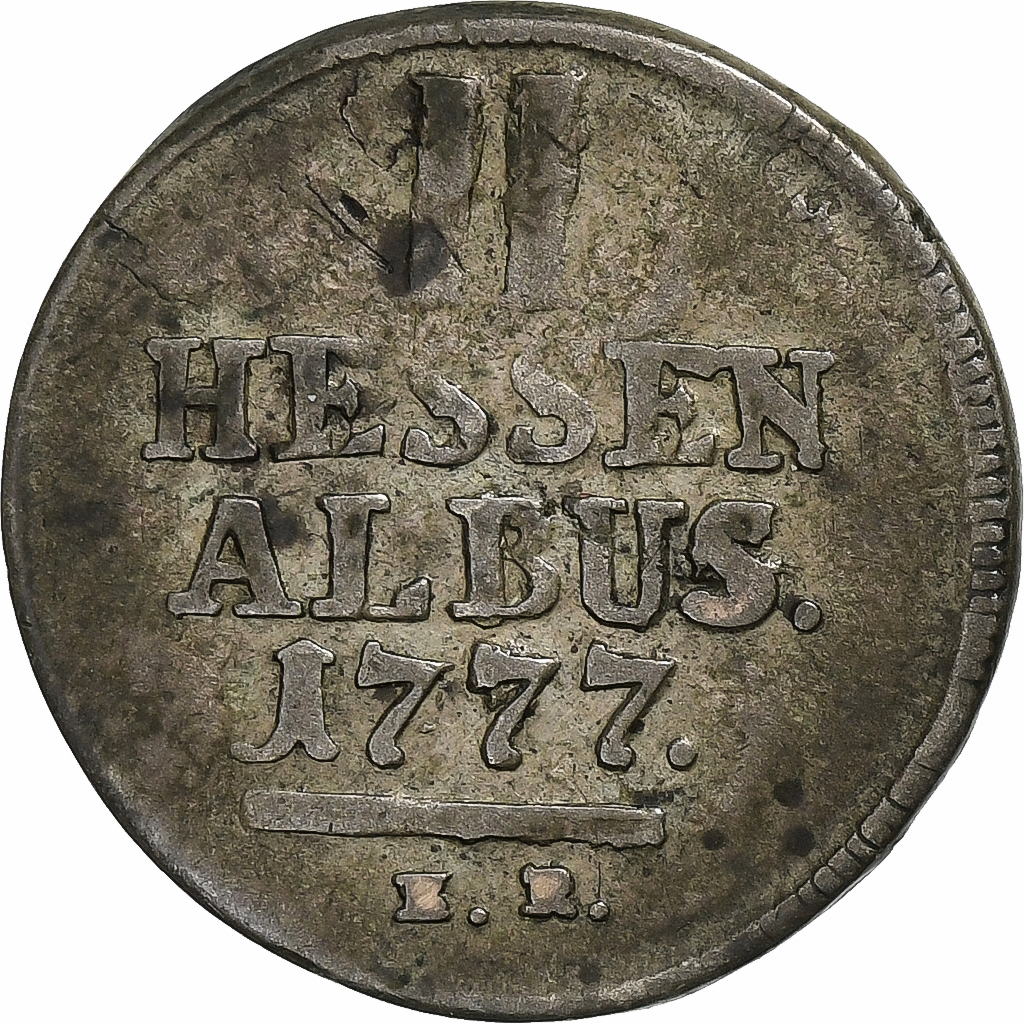 German States, HESSE-CASSEL, Friedrich II, 2 Albus, 1777, Billon, 