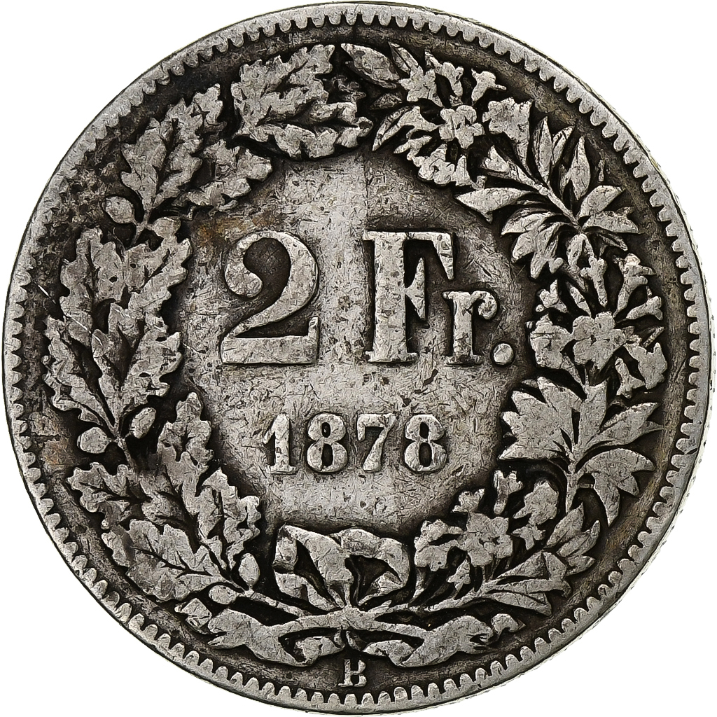 Switzerland, 2 Francs, 1878, Bern, Silver, , KM:21