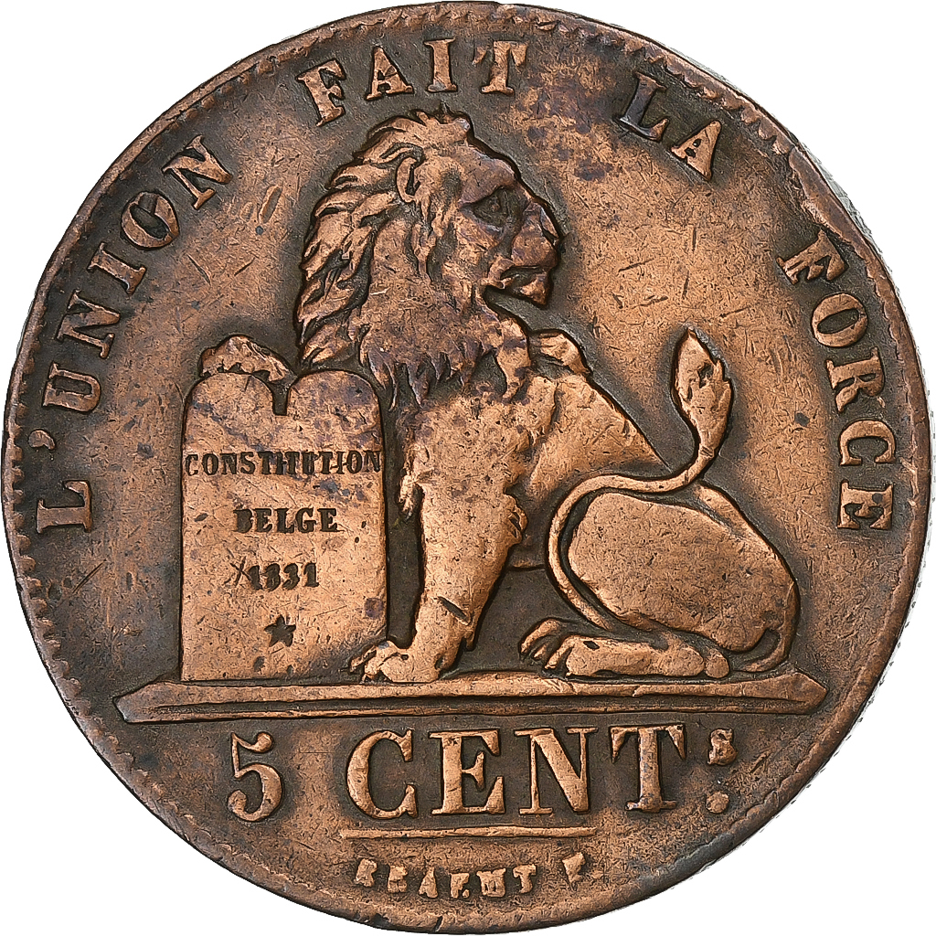 Belgium, Leopold I, 5 Centimes, 1850, Brussels, Copper, , KM:5.1