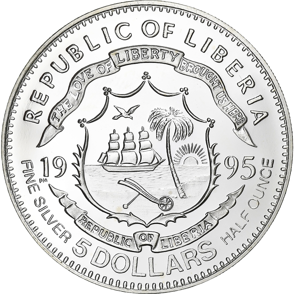 Liberia, 5 Dollars, 1995, Proof, Silver, , KM:562