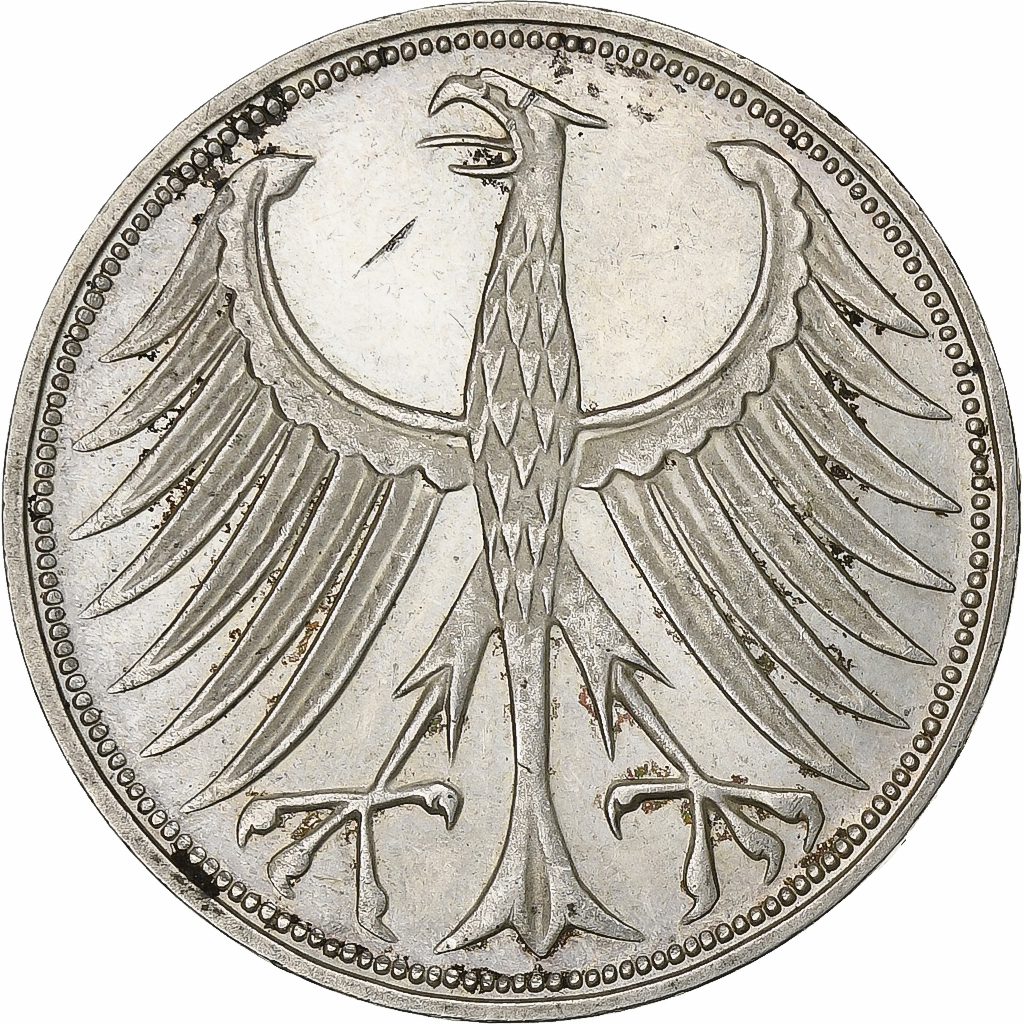 GERMANY - FEDERAL REPUBLIC, 5 Mark, 1966, Stuttgart, Silver, , KM:112.1