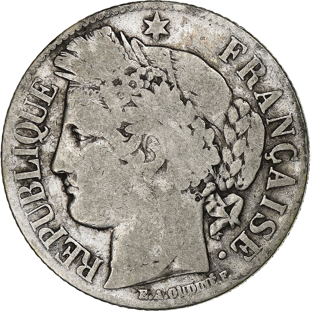 France, Franc, Cérès, 1871, Paris, Silver, , Gadoury:465, KM:822.1
