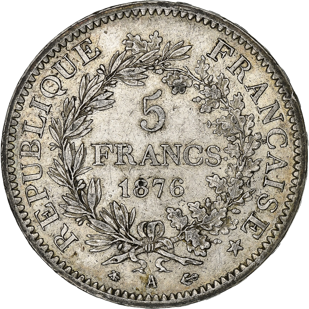 France, 5 Francs, Hercule, 1876, Paris, Silver, , Gadoury:745a