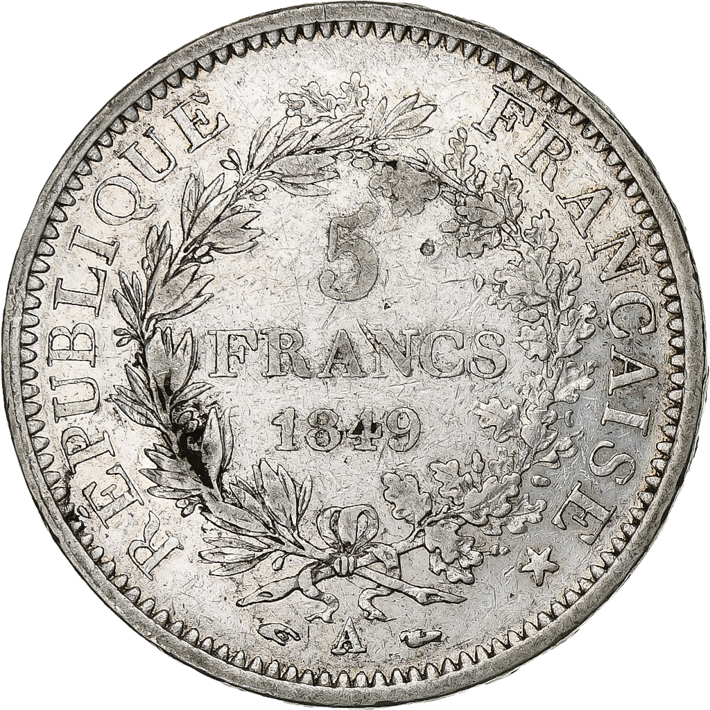 France, 5 Francs, Hercule, 1849, Paris, Silver, , Gadoury:683, KM:756.1