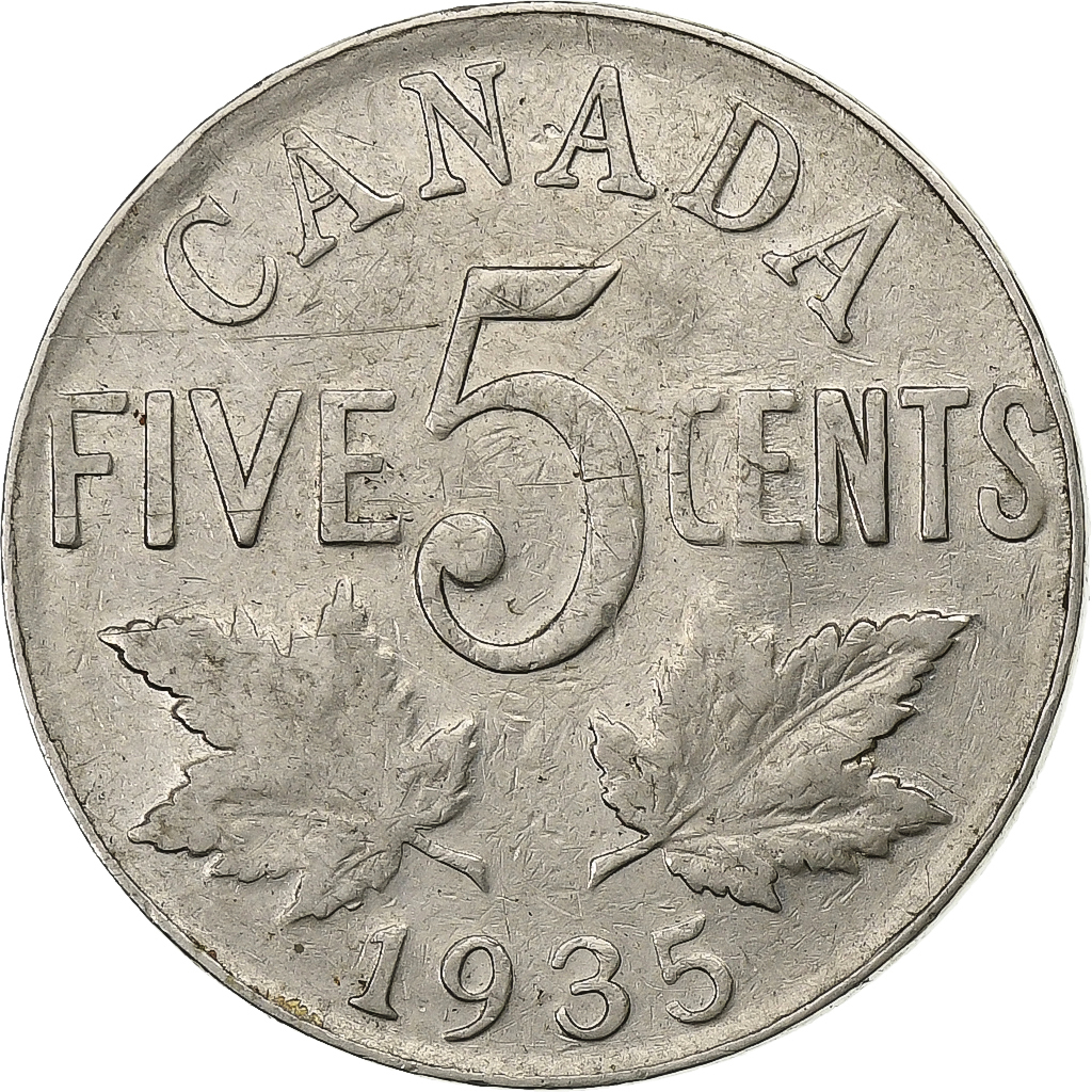 Canada, George V, 5 Cents, 1935, Royal Canadian Mint, Nickel, , KM:29