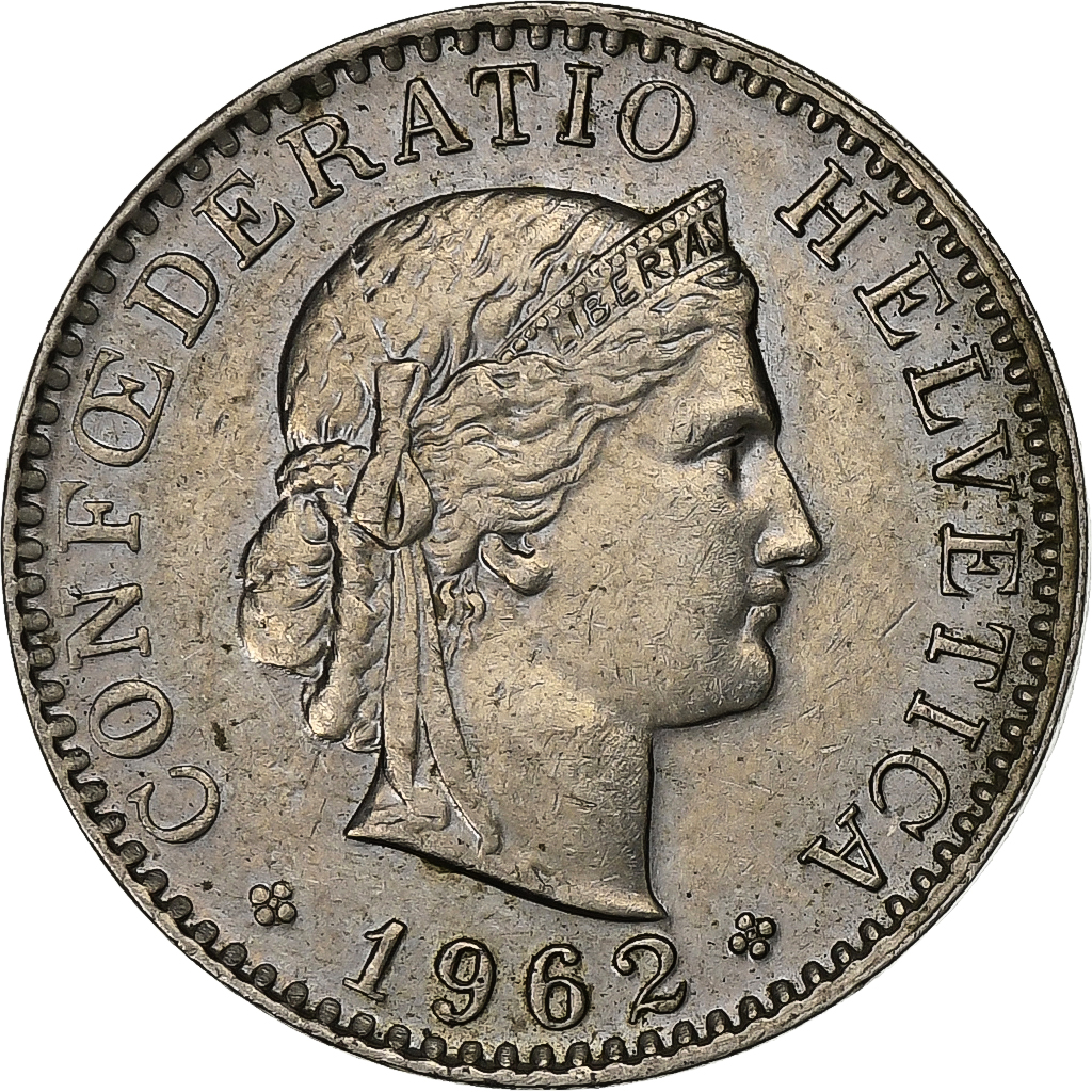 Switzerland, 20 Rappen, 1962, Bern, Copper-nickel, , KM:29a