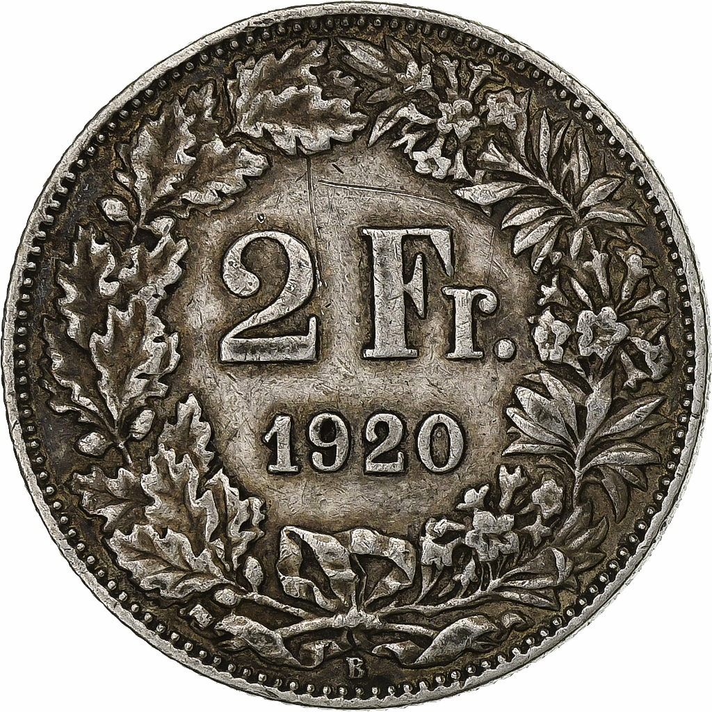 Switzerland, 2 Francs, 1920, Bern, Silver, , KM:21