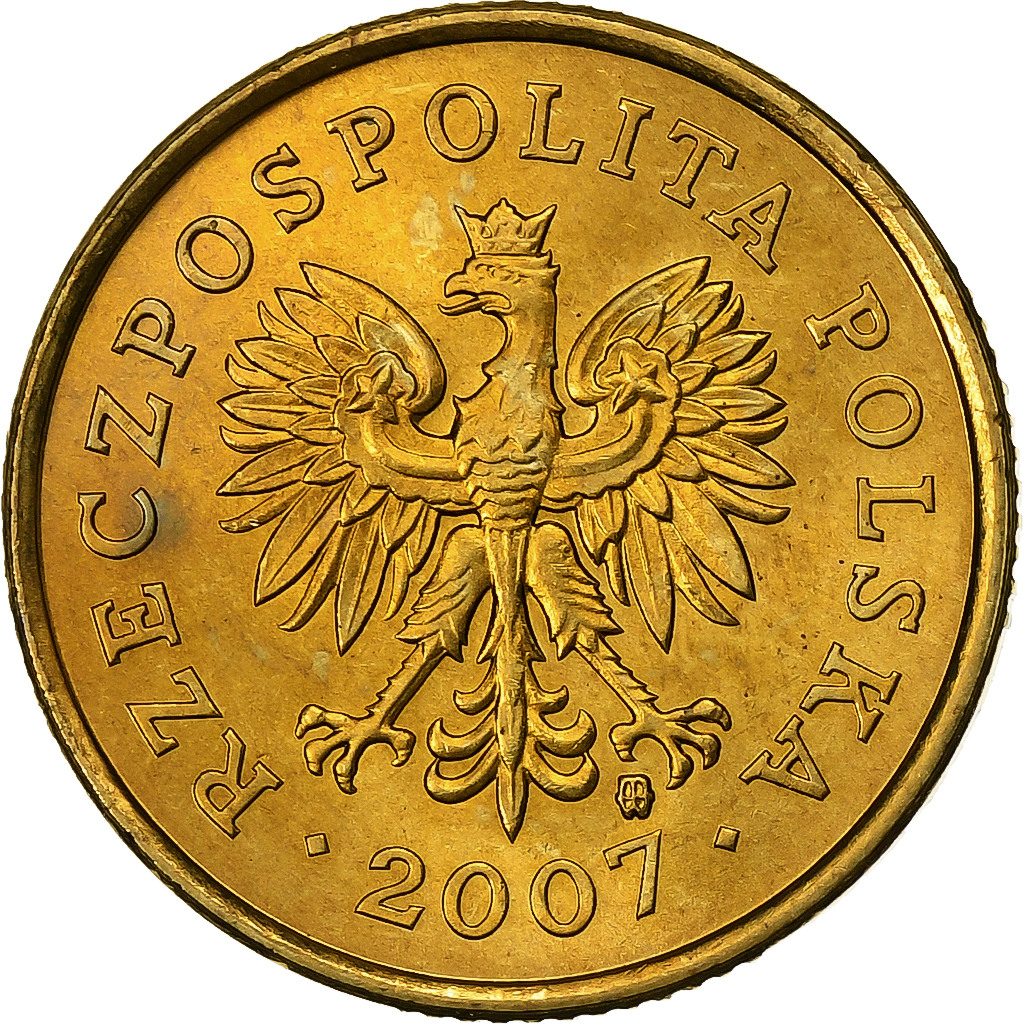 Poland, 5 Groszy, 2007, Warsaw, Brass, , KM:278
