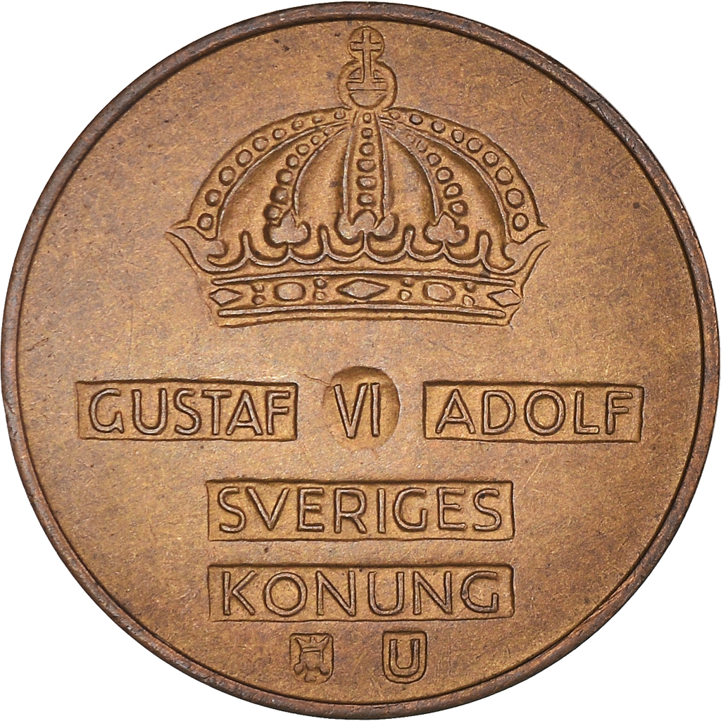 Moneda, Suecia, Gustaf VI, 2 Öre, 1969, EBC, Bronce, KM:821