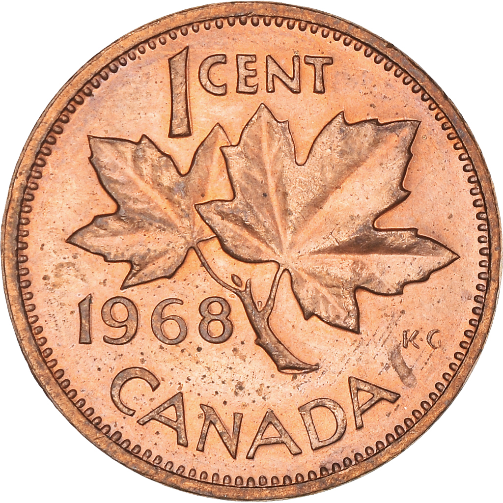 Moneda, Canadá, Elizabeth II, Cent, 1968, Ottawa, MBC, Bronce