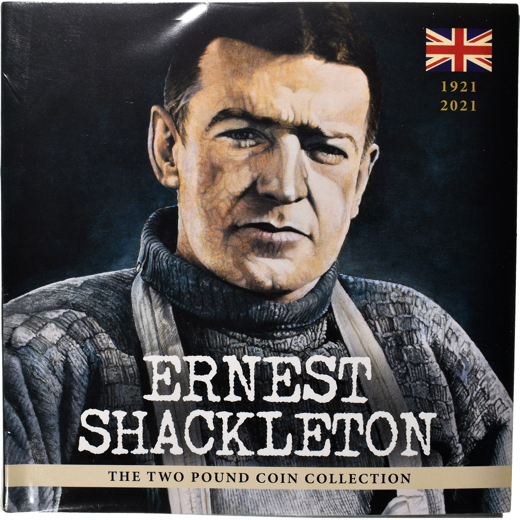 Coin, Jersey, Ernest Shackleton., 2 Pounds, 2021, Set 3 monnaies., 