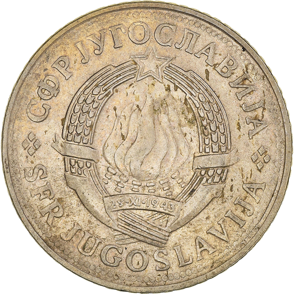 Moneda, Yugoslavia, 2 Dinara, 1981, MBC, Cobre - níquel