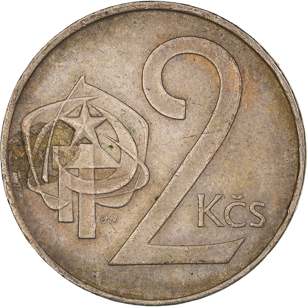 Moneda, Checoslovaquia, 2 Koruny, 1986, BC+, Cobre - níquel, KM:75