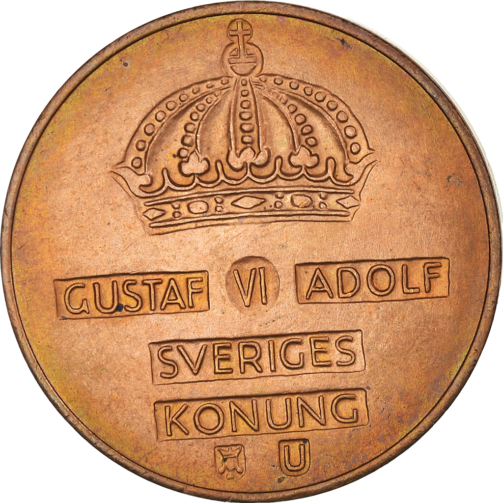 Moneda, Suecia, Gustaf VI, 2 Öre, 1969, MBC, Bronce, KM:821