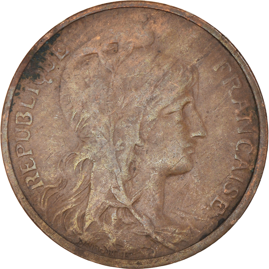 Moneda, Francia, Dupuis, 5 Centimes, 1917, Paris, BC+, Bronce, KM:842