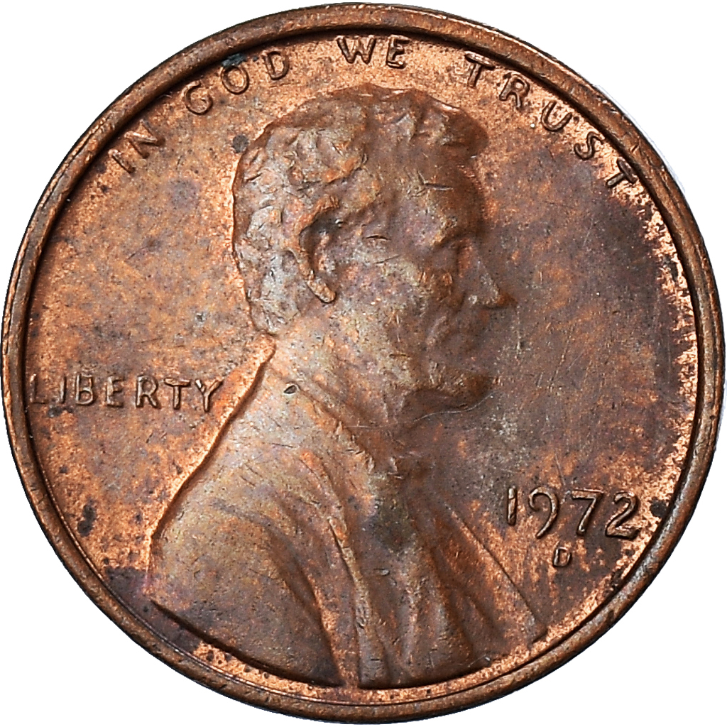 Moneda, Estados Unidos, Lincoln Cent, Cent, 1972, U.S. Mint, Denver, BC+