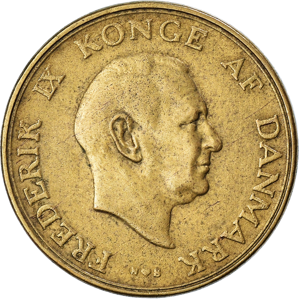 Moneda, Dinamarca, Frederik IX, 2 Kroner, 1948, Copenhagen, MBC, Aluminio -
