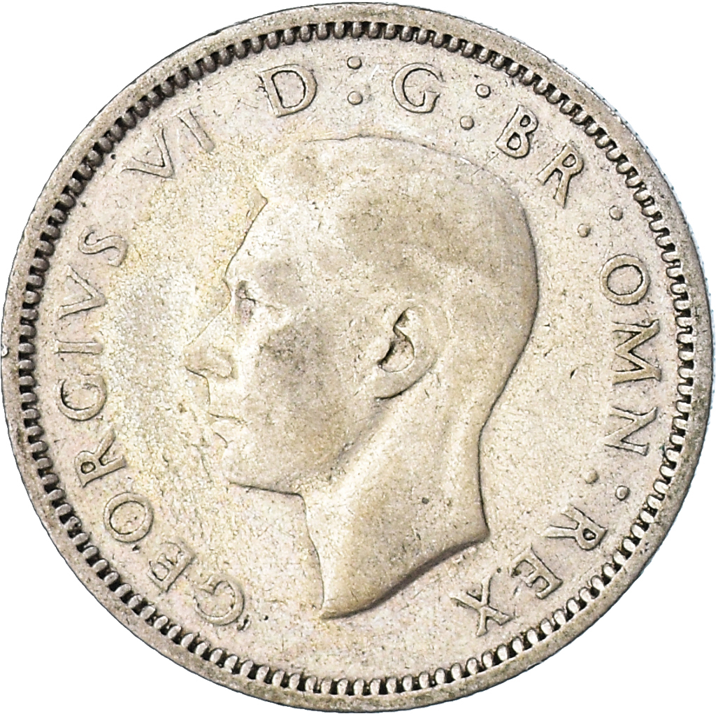 Moneda, Gran Bretaña, George V, 6 Pence, 1939, BC+, Plata, KM:832