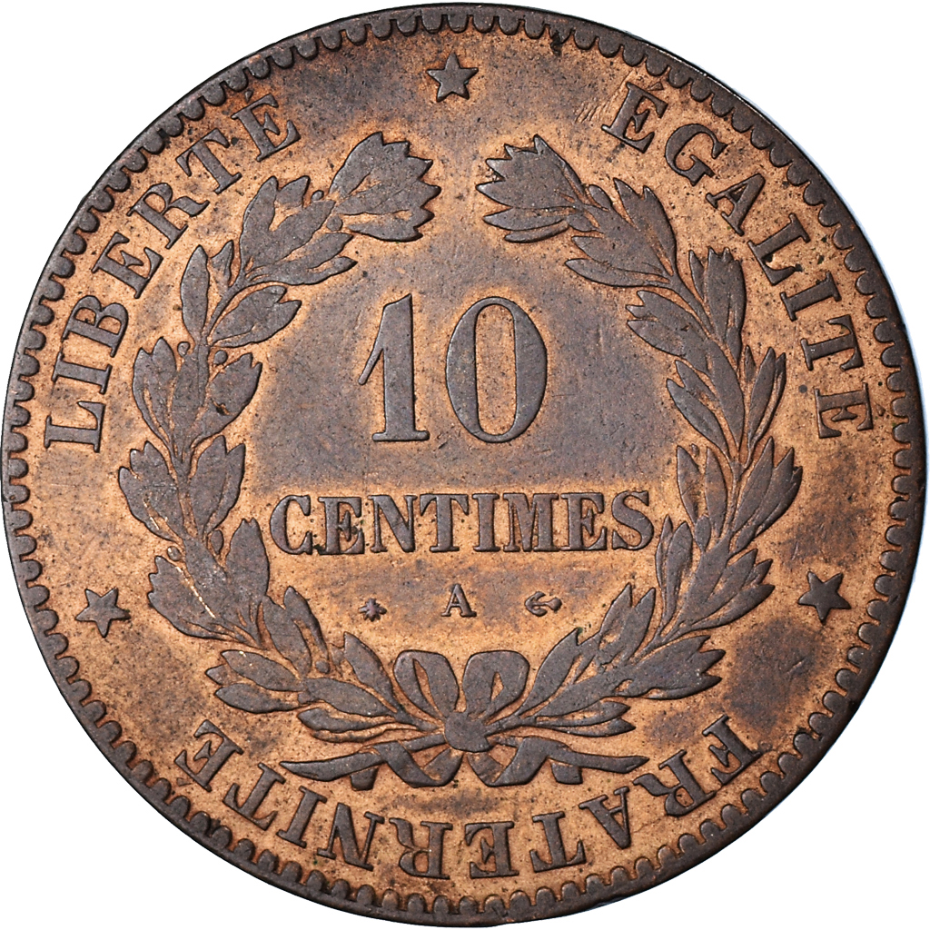 Coin, France, Cérès, 10 Centimes, 1872, Paris, , Bronze, KM:815.1
