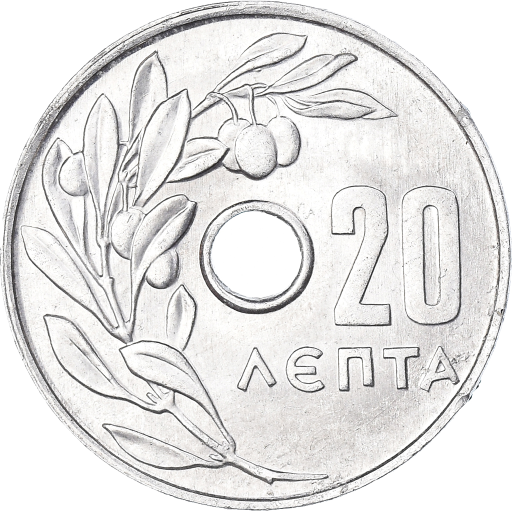 Moneda, Grecia, 20 Lepta, 1969, EBC, Base Metal, KM:TS37
