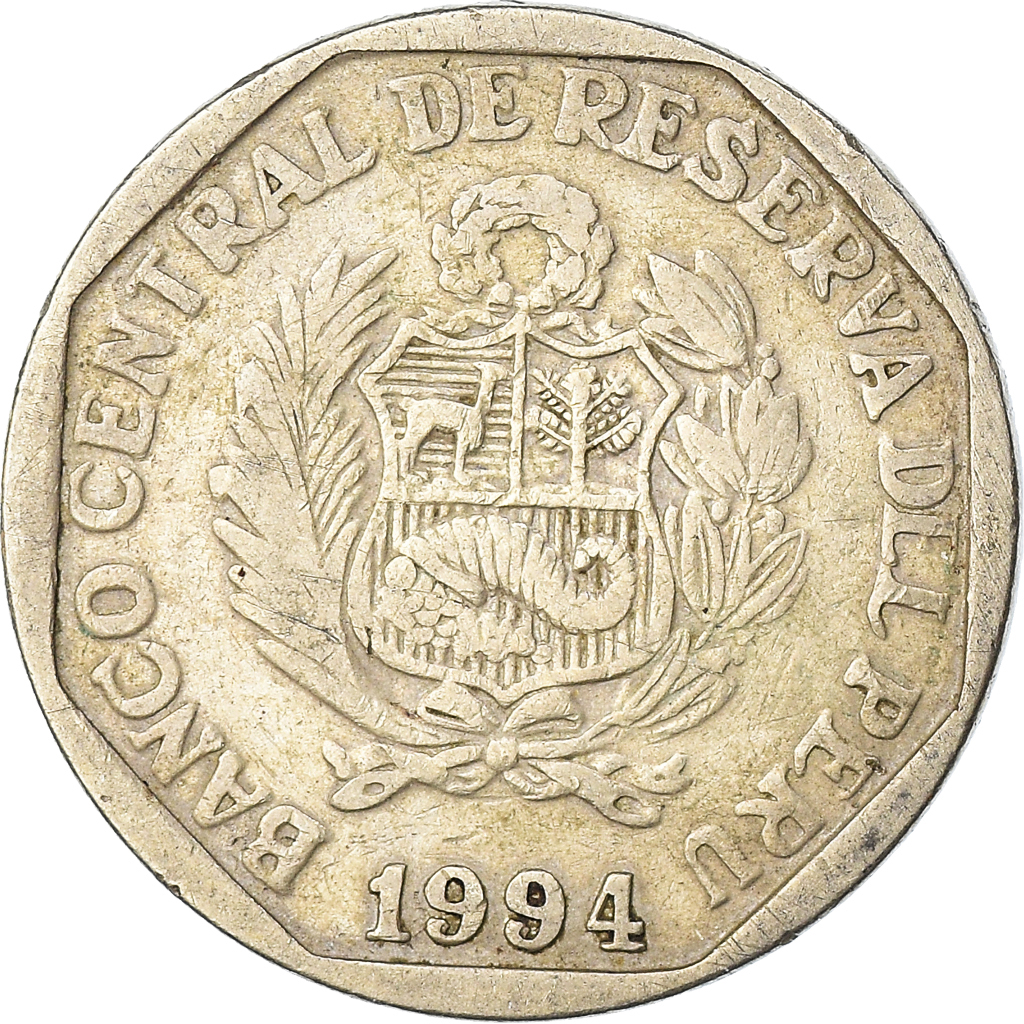 Coin, Peru, Nuevo Sol, 1994, Lima, , Copper-Nickel-Zinc, KM:308.1