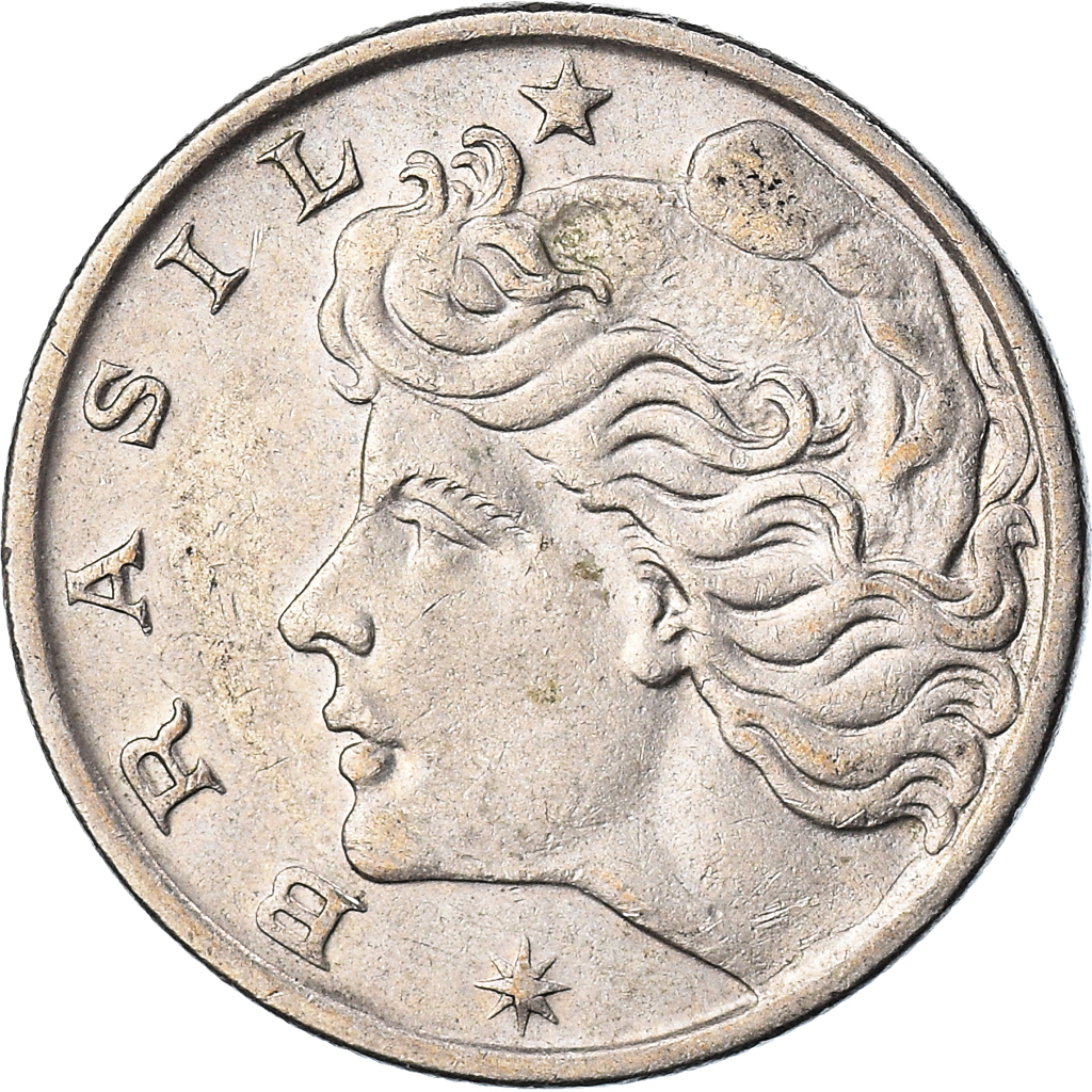 Moneda, Brasil, 20 Centavos, 1970, die adjustment strike error, MBC, Cobre -