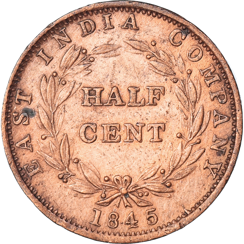 Coin, Straits Settlements, 1/2 Cent, 1845, , Copper